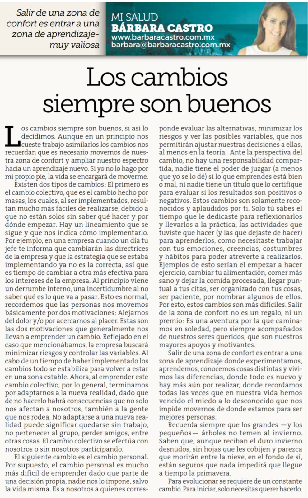 Bárbara Castro — Los cambios siempre son buenos