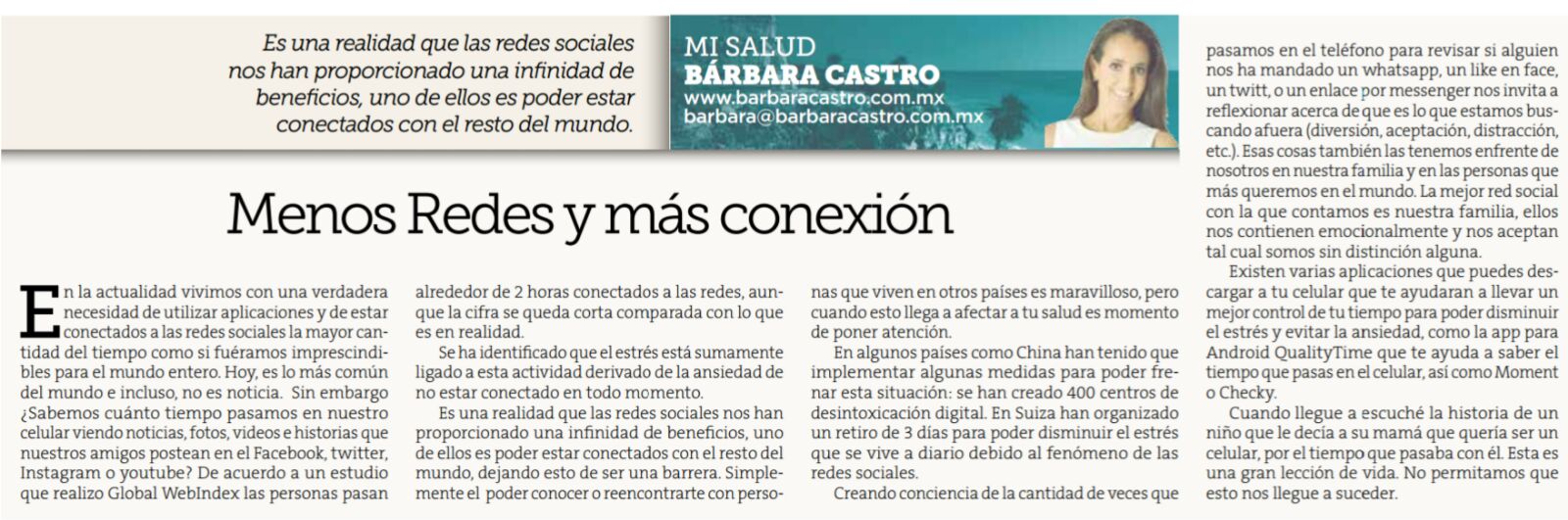 Bárbara Castro — Menos redes y más conexión